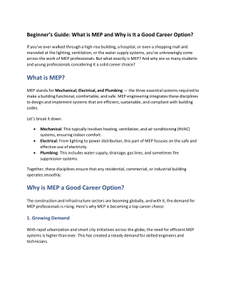 What is MEP and Why is It a Good Career Option