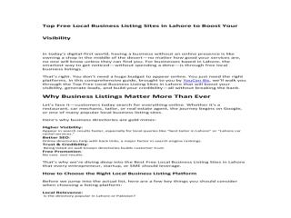 Top Free Local Business Listing Sites in Lahore to Boost Your Visi 1