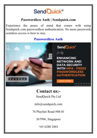 Passwordless Auth  Sendquick.com