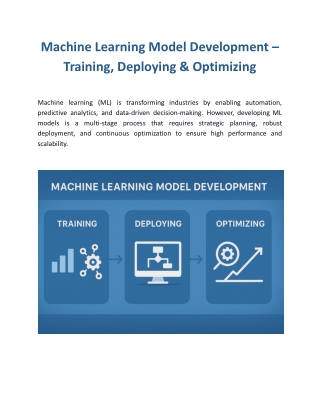 Machine Learning Model Development – Training, Deploying & Optimizing
