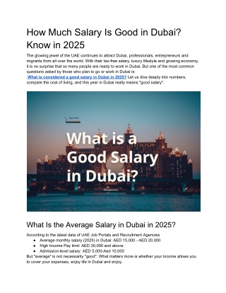How Much Salary Is Good in Dubai
