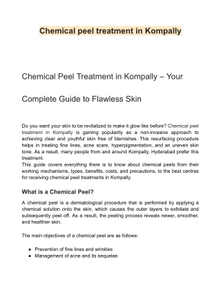 Chemical peel treatment in Kompally