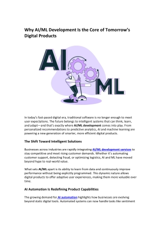 why ai ml development is the core of tomorrow