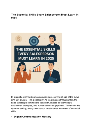The Essential Skills Every Salesperson Must Learn in 2025