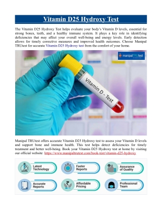 Vitamin D25 Hydroxy Test