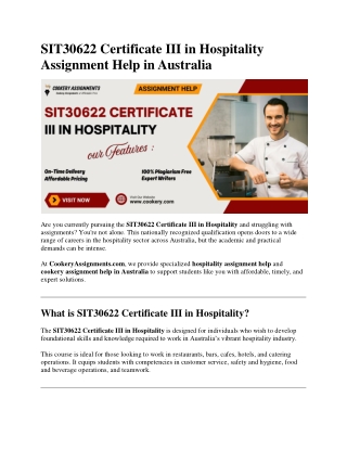 SIT40422 Certificate IV in Hospitality