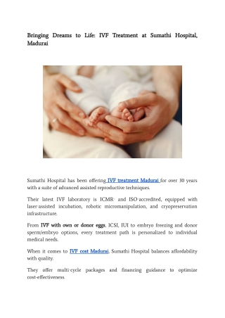 Bringing Dreams to Life_ IVF Treatment at Sumathi Hospital, Madurai