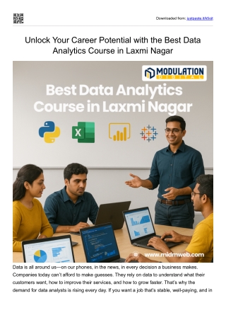 Unlock Your Career Potential with the Best Data Analytics Course in Laxmi Nagar
