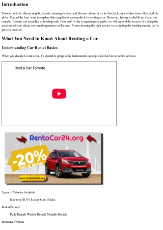 How to Make the Most Out of Your Cheap Car Rental Experience in Toronto