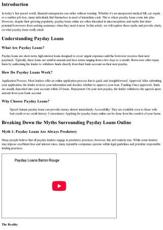 Breaking Down the Myths Surrounding Payday Loans Online