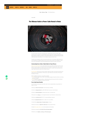 The Ultimate Guide to Power Cable Rental in Dubai