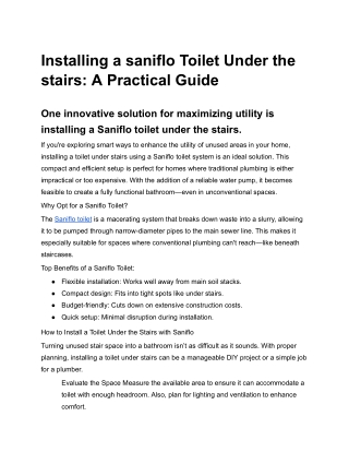 Installing a saniflo Toilet Under the stairs_ A Practical Guide