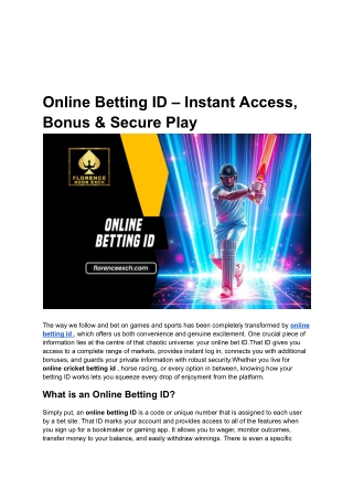 Online Betting ID – Instant Access, Bonus & Secure Play