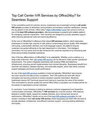 Top Call Center IVR Services by Office24by7 for Seamless Support docx  Google Docs