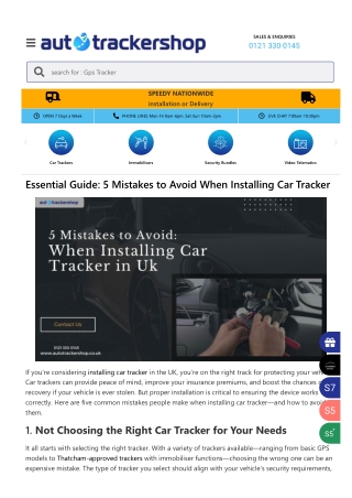 Essential Guide: 5 Mistakes to Avoid When Installing Car Tracker