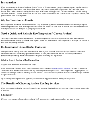 Need a Quick and Reliable Roof Inspection? Choose Avalon!