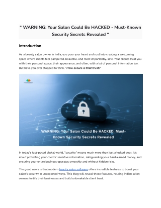Salon Security in India: How to Protect Your Business from Digital Threats