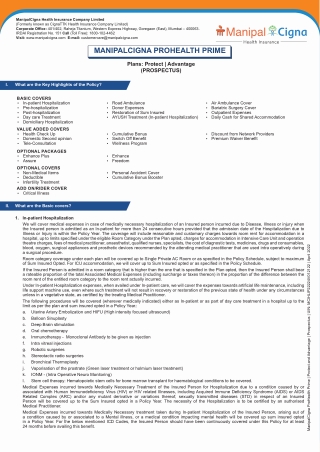 Explore the ProHealth Prime Protect and Active Plans in Detail with ManipalCigna