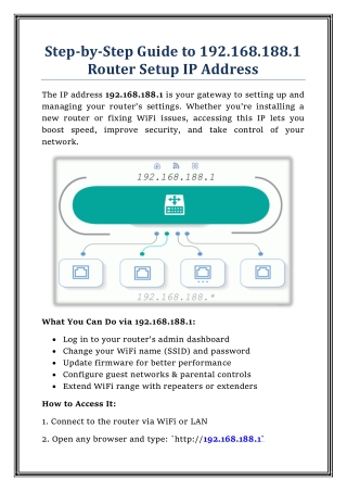 Step-by-Step Guide to 192.168.188.1 Router Setup IP Address