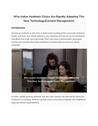Why Indian Aesthetic Clinics Are Rapidly Adopting Consent Management Technology