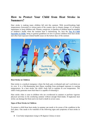 How to Protect Your Child from Heat Stroke in Summers (1)