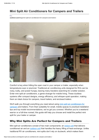 Mini Split Air Conditioners for Campers and Trailers