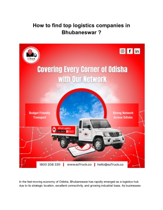 How to find top logistics companies in Bhubaneswar ?