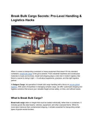break bulk cargo secrets pro level handling