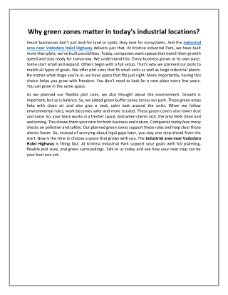 Why green zones matter in today’s industrial locations