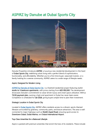 ASPIRZ by Danube at Dubai Sports City