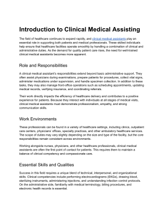 Clinical Medical Assistant Master Certificate