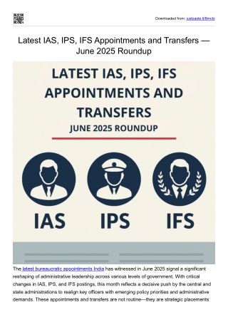 Latest IAS, IPS, IFS Appointments and Transfers