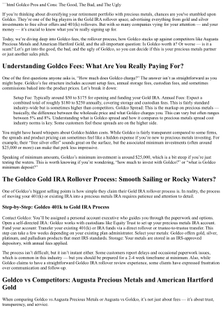 Goldco Pros and Cons: The Good, The Bad, and The Ugly