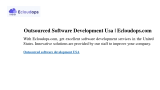 Outsourced Software Development Usa Ecloudops.com