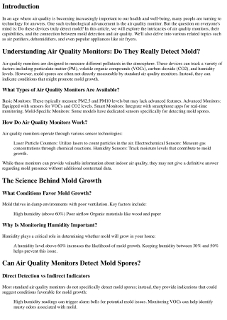 Understanding Air Quality Monitors: Do They Really Detect Mold?