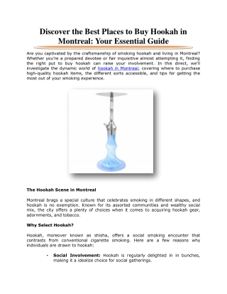 Discover the Best Places to Buy Hookah in Montreal: Your Essential Guide