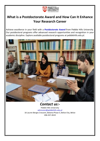 What is a Postdoctorate Award and How Can It Enhance Your Research Career