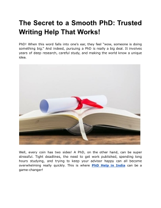 The Secret to a Smooth PhD_ Trusted Writing Help That Works!