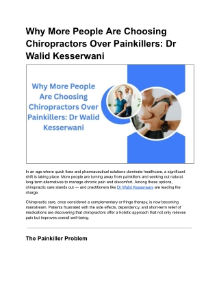 How Dr Walid Kesserwani Helps Patients Heal Without Painkillers