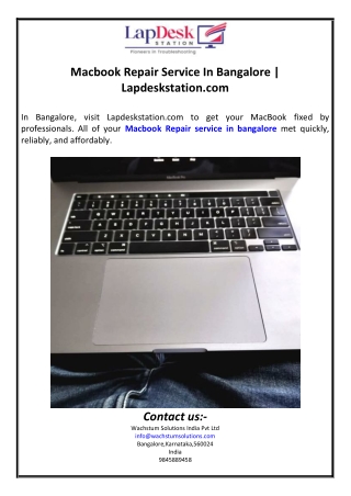 Macbook Repair Service In Bangalore | Lapdeskstation.com