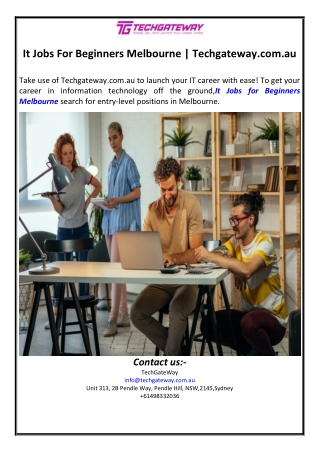 It Jobs For Beginners Melbourne | Techgateway.com.au