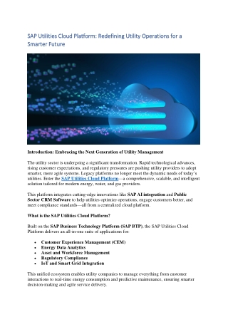 SAP Utilities Cloud Platform Driving the Future of Utility Operations - Off Page