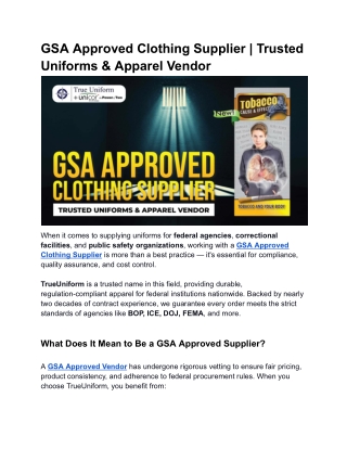 GSA Approved Clothing Supplier | Trusted Uniforms & Apparel Vendor