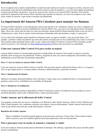 La importancia del Amazon FBA Calculator para manejar tus finanzas