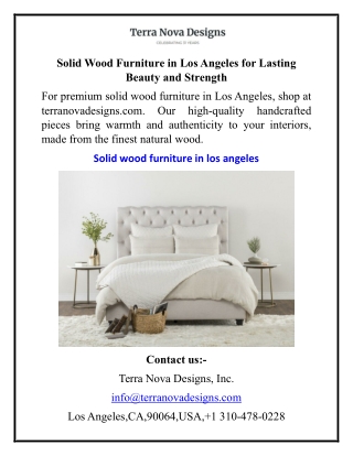 Solid Wood Furniture in Los Angeles for Lasting Beauty and Strength