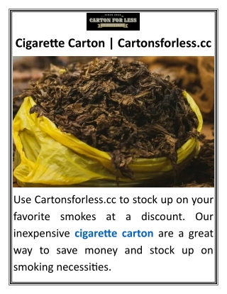 Cigarette Carton  Cartonsforless