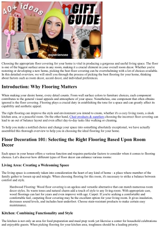 Floor Decor 101: Choosing the Right Floor Covering for Your Home