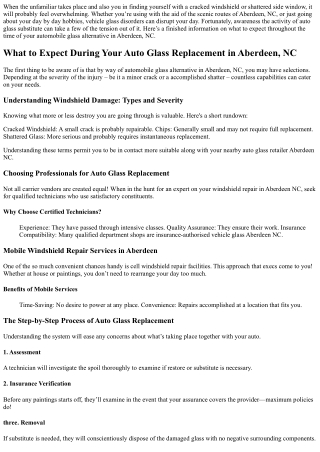 What to Expect During Your Auto Glass Replacement in Aberdeen, NC