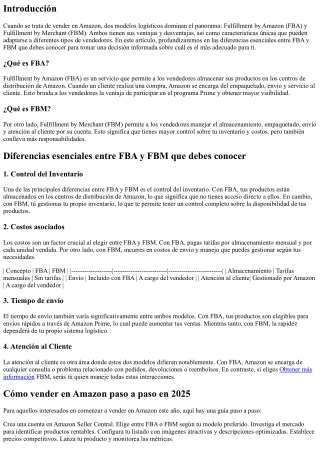 Diferencias esenciales entre FBA y FBM que debes conocer
