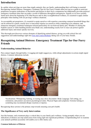 Recognizing Animal Distress: Emergency Treatment Tips for Our Furry Buddies